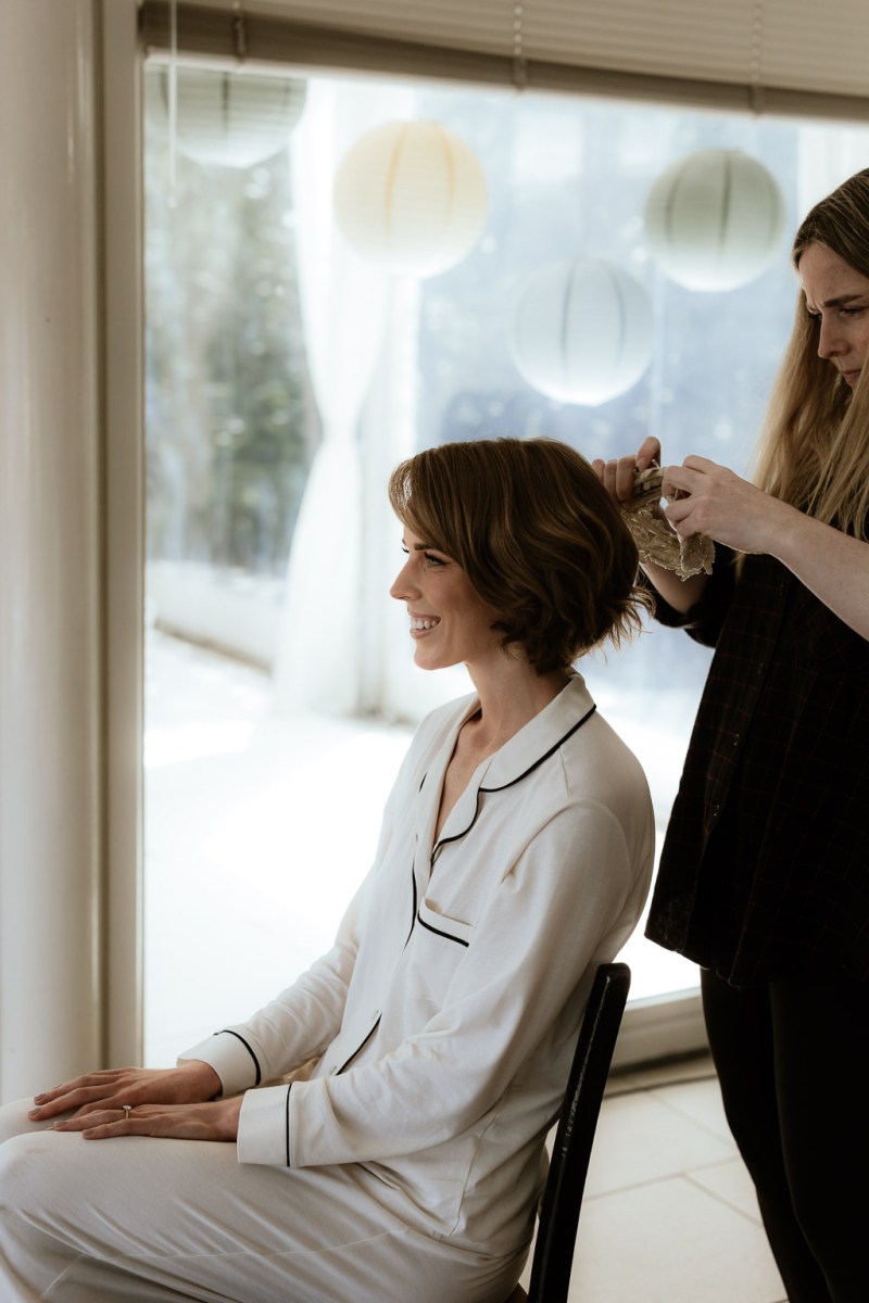 Bride gets her hair done