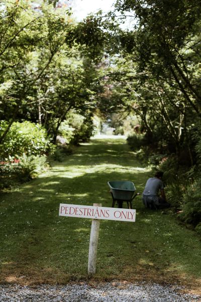 Pedestrians only sign on grass