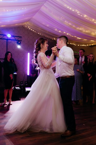 Bride and groom enjoy their first dance