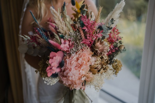 Close up of bouquet of flowers roses