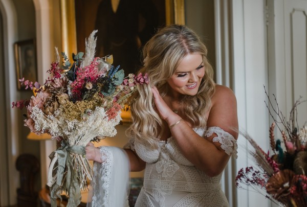 Bride with bouquet of flowers