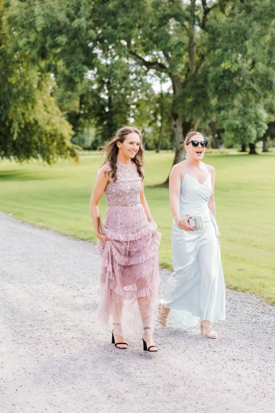 Guests arrive at wedding venue