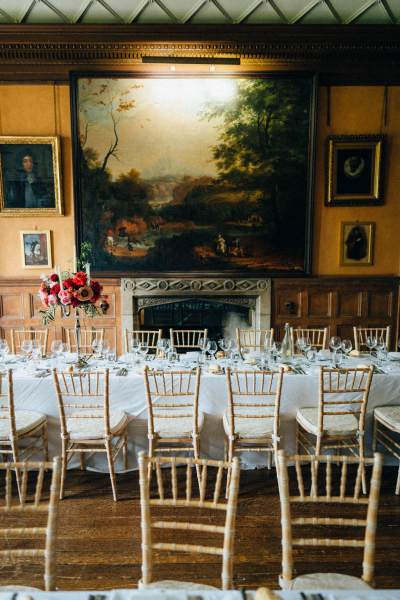 Interior empty dining room setting placement for guests chairs