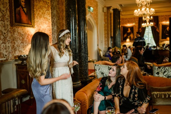 Bride and friends chat