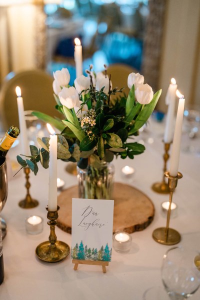 Table candle and flower detail