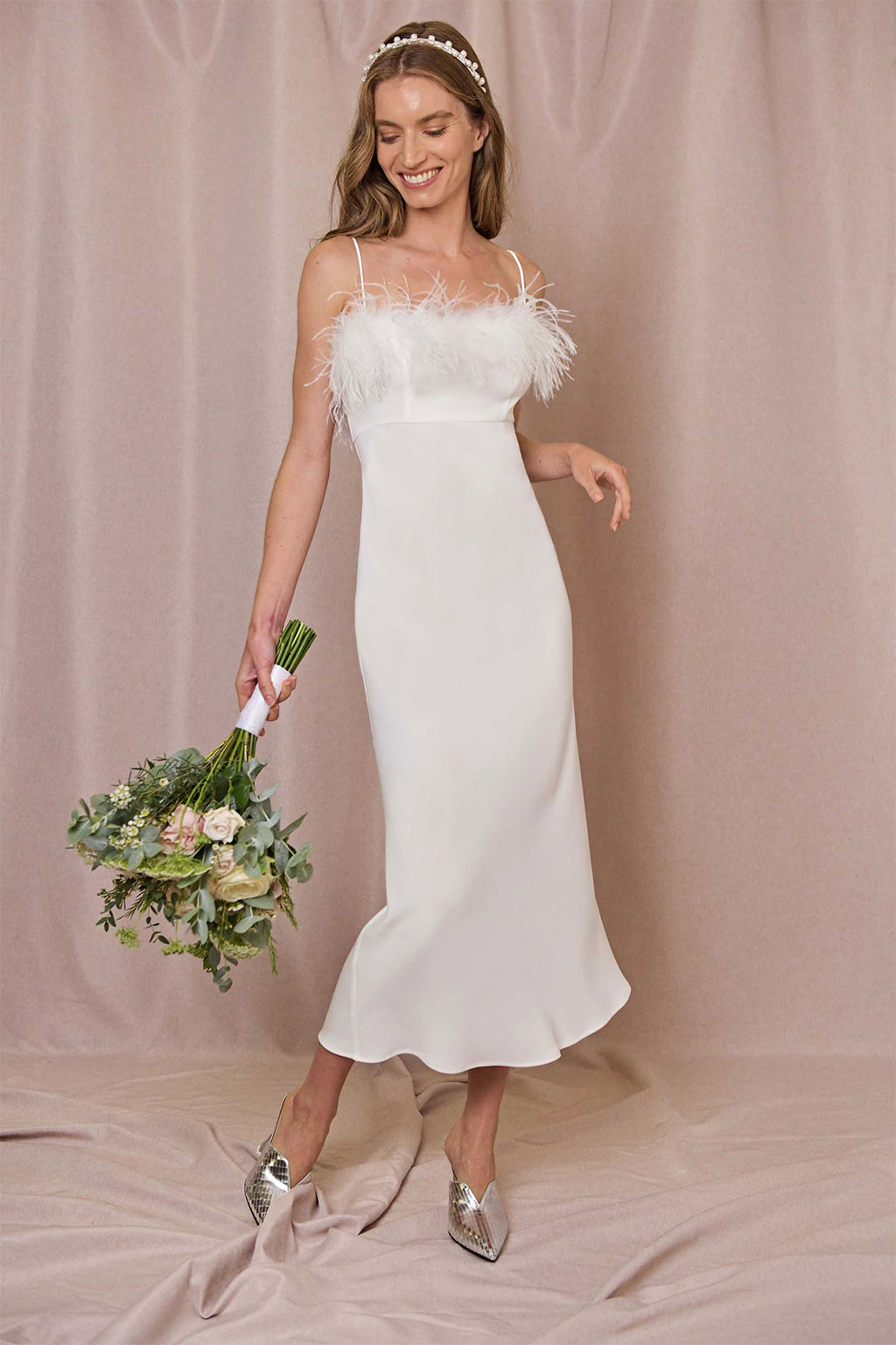 Bridal Collection: Rixo 4 Selene feather satin dress vintage