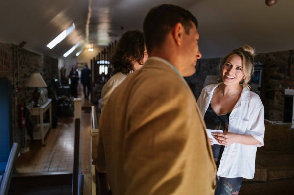 Atmosphere shot with guests laughing