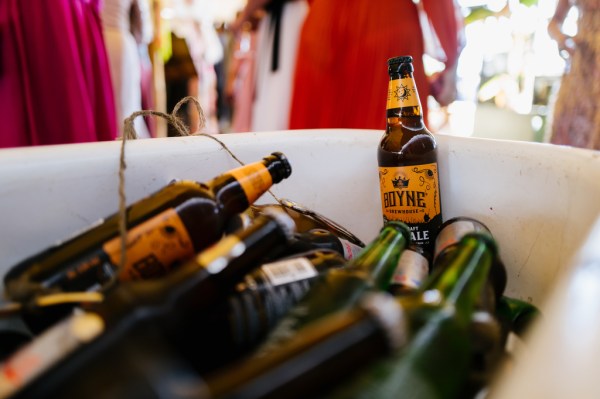 Beer bottles in ice box container