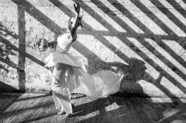 Bride Black and white roof reflecting shadow on wall