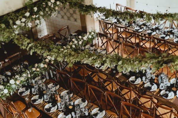 Empty dining room tables flowers