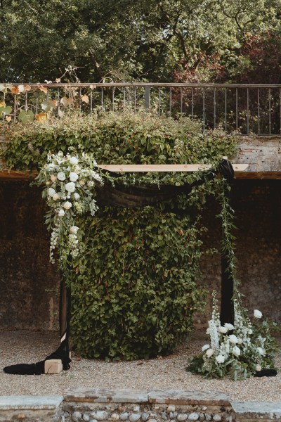 Flower bed at alter for couple