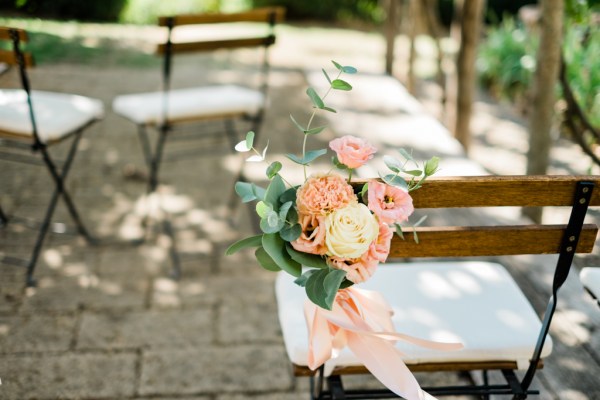 Close up of roses placed on chair