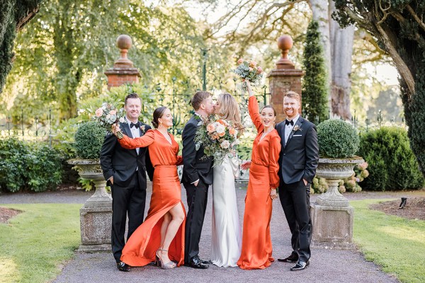 Bridesmaids and bride groom and groomsmen