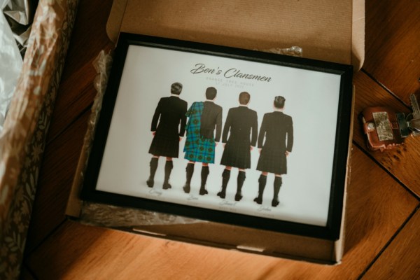 Ben and his groomsmen drawing cartoon