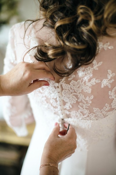 Back of brides lace gown/dress