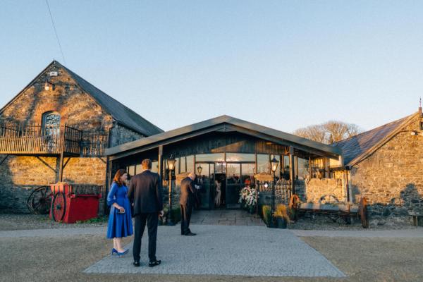 Exterior evening sunset shot of wedding venue