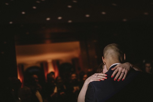 Bride and groom dancing dancefloor red nail varnish detail