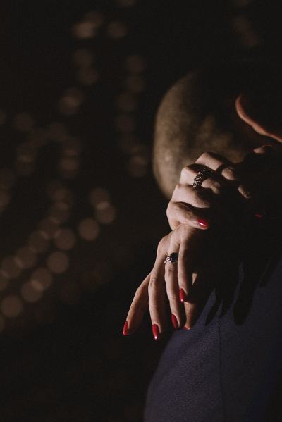 Bride and groom dancing dancefloor red nail varnish detail