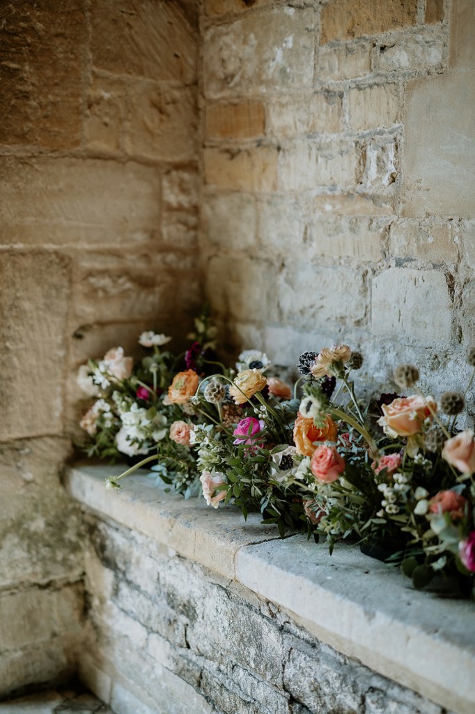 Flower details on mantelpiece