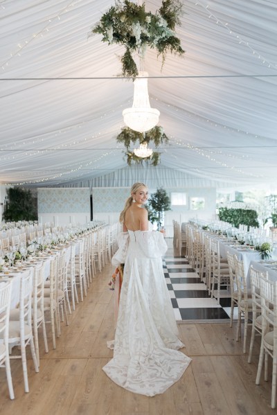 Picture of his bride in empty dining room setting