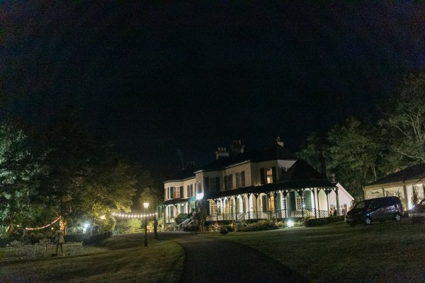 Dark setting of wedding venue at nighttime