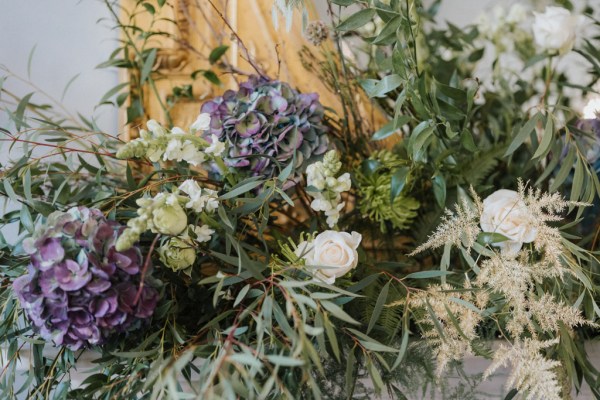 Close up of bouquet flowers and roses