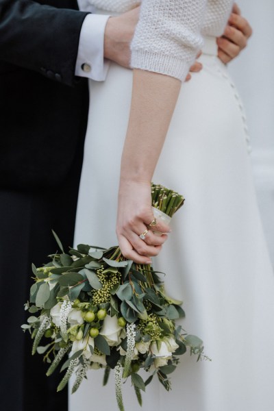 Close up of brides bouquet flowers