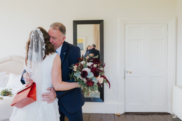 Father of the bride daughter hug embrace