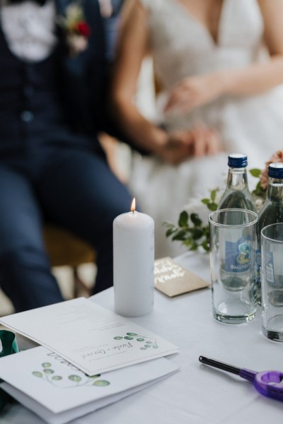 Candle lit table setting for guests