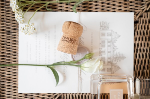 Cork white rose flower letter