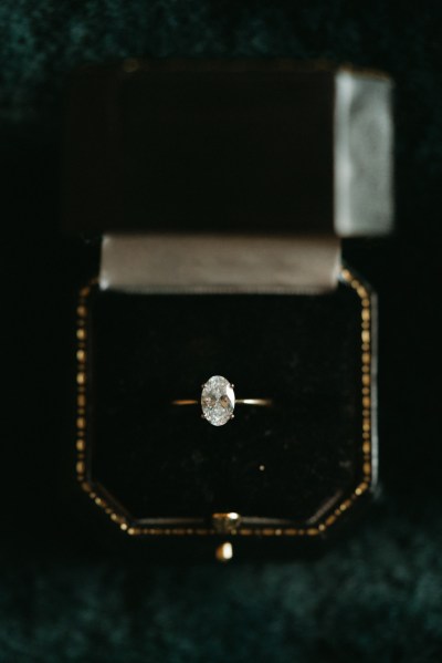 Wedding diamond ring band in box