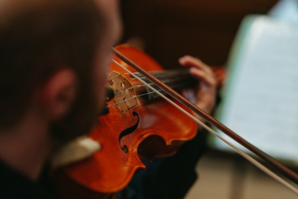 Violinist playing romantic music