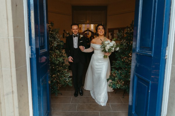 Bride and groom exit the ceremony