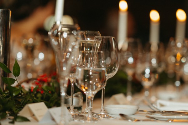 Empty glasses on table