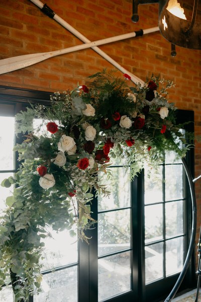 Flower bed circular decor at alter