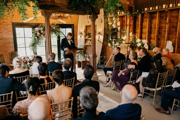 Celebrant in front of guests during ceremony