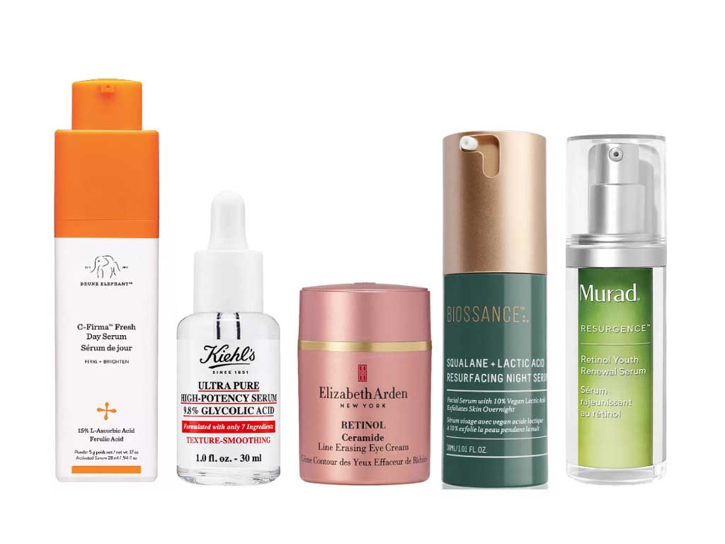 Makeup Tips for Mother of the Bride and Groom | See more on Onefabday.com Drunk Elephant C-Firma Vitamin C Serum (€79), Kiehl's 9.8% Glycolic Acid Serum (€35), Elizabeth Arden Ceramide Retinol Eye (€62), Bioassance Squalane & Lactic Acid Serum (€51) and Murad Retinol Serum, €99