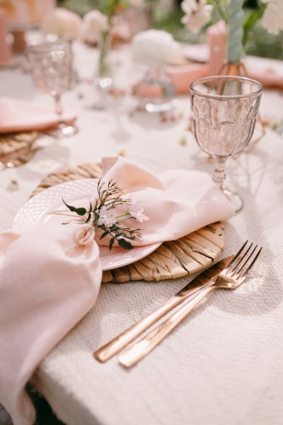 Close up of serviette on table flower