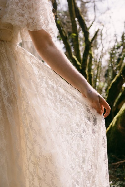 See-through lace dress bridal gown