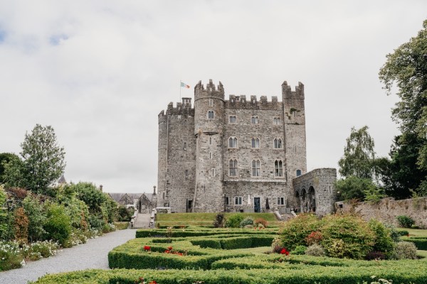 Castle exterior view and garden