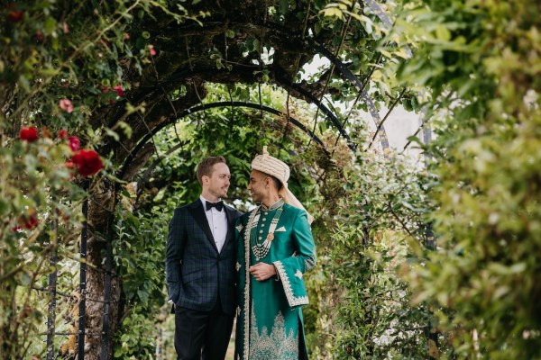 Grooms in hotel garden