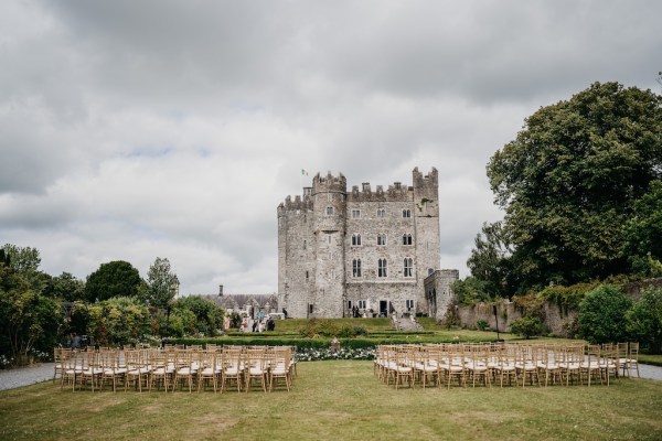 Seats exterior garden castle view ceremony layout