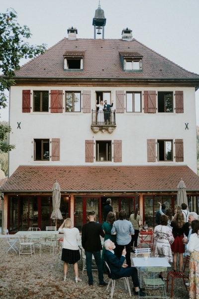 Exterior house with guests outside