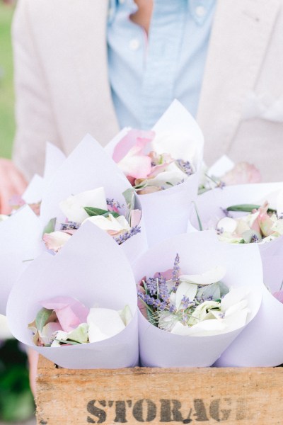 Man is holding bouquet of confetti