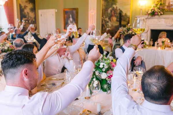 Guests cheers during speech