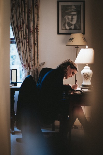 Bride writes down her vows for ceremony