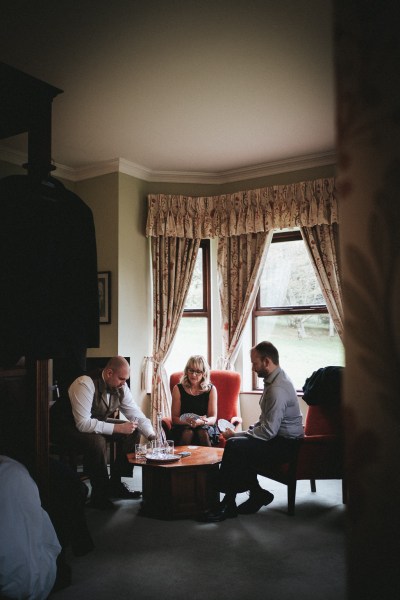 Guests seated in sitting room