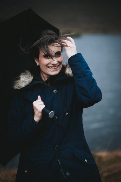 Guests friends hair blows in the wind