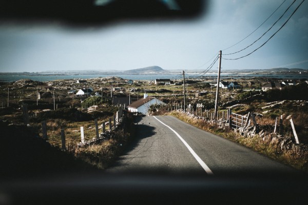 View from the car main road driving window