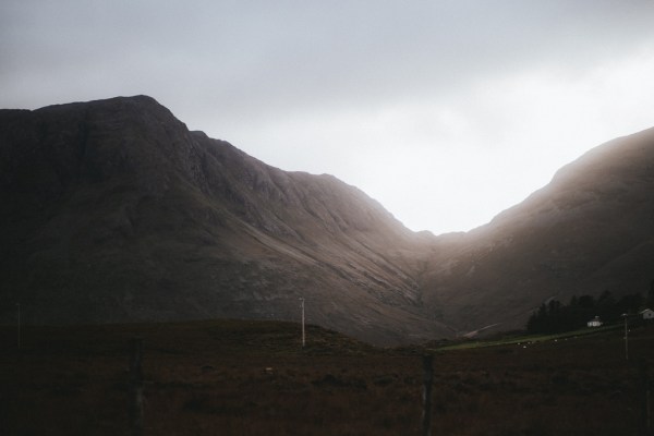 Sunset between mountains